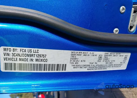 2024 Jeep Compass Trailhawk 4X4 z USA, uszkodzony, nr VIN 3C4NJDDN9RT129757